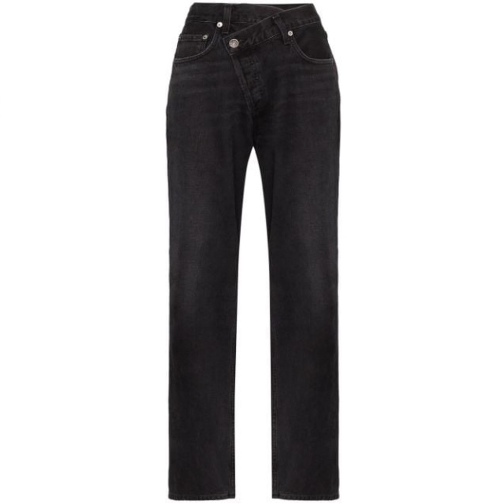 Agolde Criss Cross Upsize High Waist Nonstretch Jeans In Savage size 22